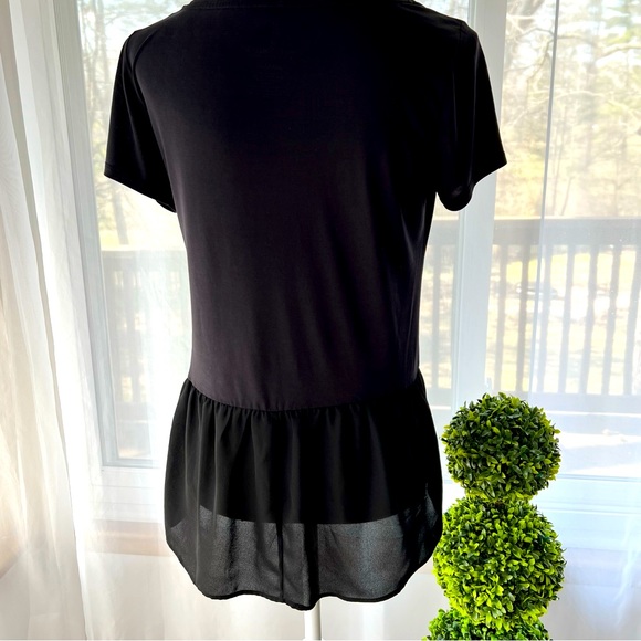 Juicy Couture Shift Peplum Top Black Short Sleeve Size Small - Picture 4 of 13